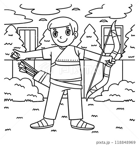 Archery Archer Taking Arrow from Quiver Coloring Archery Archer Taking Arrow from Quiver Coloring 118848969