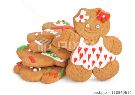 christmas gingerbread cookie isolated on white background christmas gingerbread cookie isolated on white background 118849614