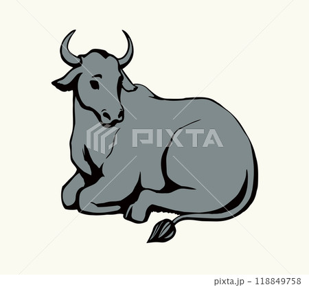 Vector drawing. Cute big cow 118849758