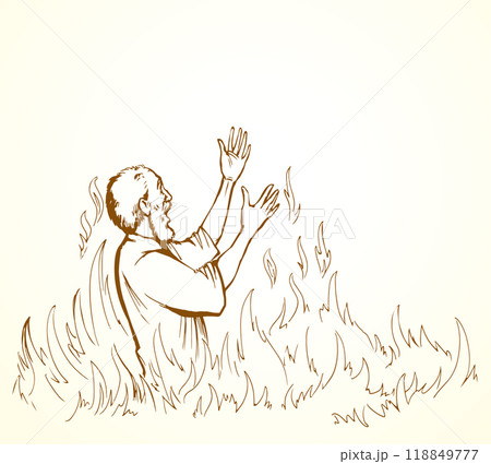 Vector drawing. Man in the hell 118849777