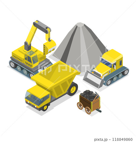 3D Isometric Flat  Illustration of Mining. Item 3 118849860