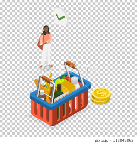 3D Isometric Flat  Illustration of Consumer Price Index Growth. Item 3 118849862