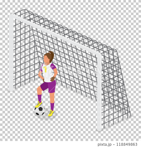 3D Isometric Flat  Set of Female Soccer Characters. Item 1 118849863