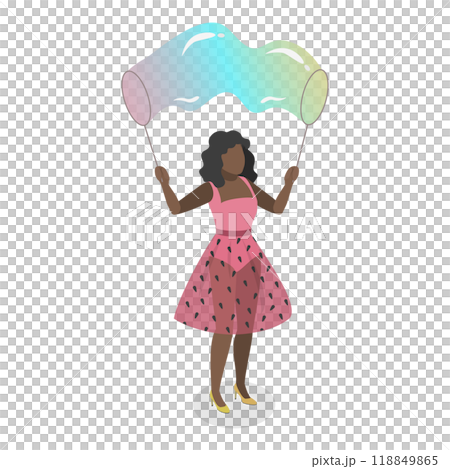 3D Isometric Flat  Set of Soap Bubble Show. Item 6 118849865