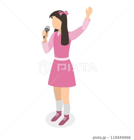 3D Isometric Flat  Set of Singing Children. Item 6 118849866