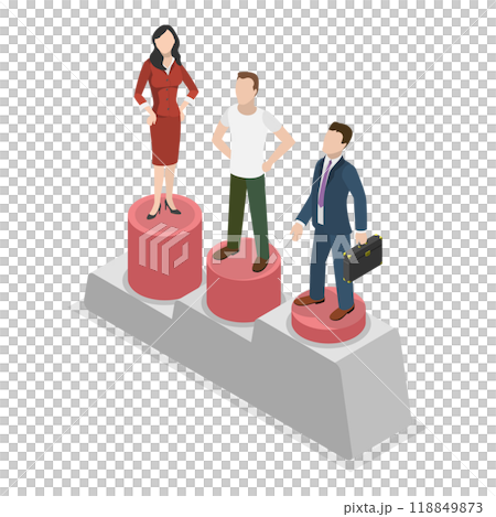 3D Isometric Flat Illustration of Equality vs Equity vs Justice. Item 2 3D Isometric Flat Illustration of Equality vs Equity vs Justice. Item 2 118849873