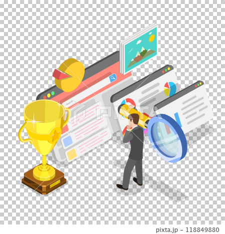 3D Isometric Flat Illustration of SEO Optimization. Item 1 3D Isometric Flat Illustration of SEO Optimization. Item 1 118849880