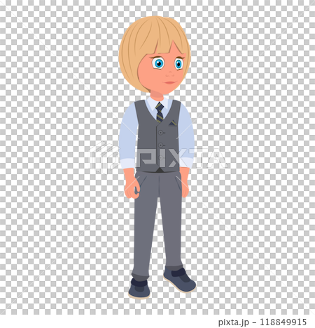 Flat  Illustration of Schoolboy Wearing School Uniform and Holding a Book. Item 3 118849915