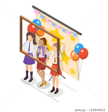 3D Isometric Flat  Illustration of School Fair. Item 1 118849932