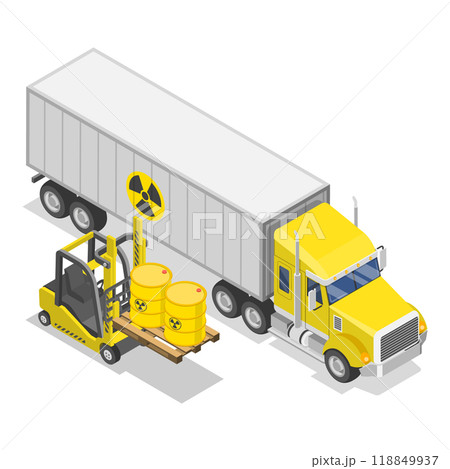 3D Isometric Flat  Set of Radioactive Waste Items. Item 2 118849937