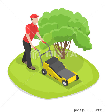3D Isometric Flat Set of Professional Gardener. Item 1 3D Isometric Flat Set of Professional Gardener. Item 1 118849956