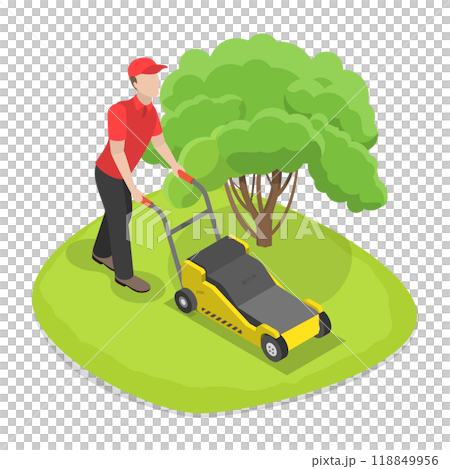 3D Isometric Flat Set of Professional Gardener. Item 1 3D Isometric Flat Set of Professional Gardener. Item 1 118849956