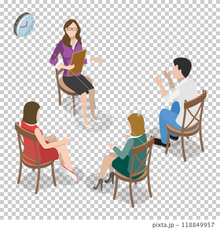 3D Isometric Flat  Set of Psychotherapy Session Scenes. Item 6 118849957