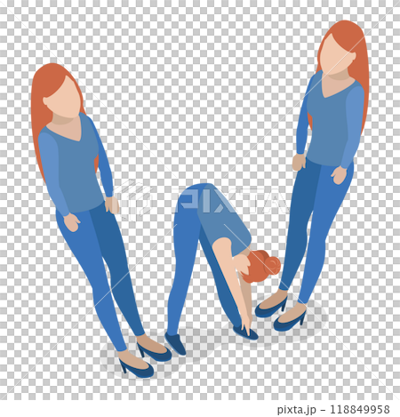 3D Isometric Flat Set of English Alphabet with People. Item 5 3D Isometric Flat Set of English Alphabet with People. Item 5 118849958