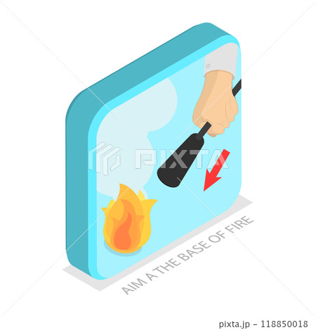 3D Isometric Flat  Illustration of How To Use A Fire Extinguisher. Item 3 118850018