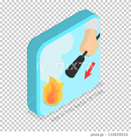 3D Isometric Flat  Illustration of How To Use A Fire Extinguisher. Item 3 118850018