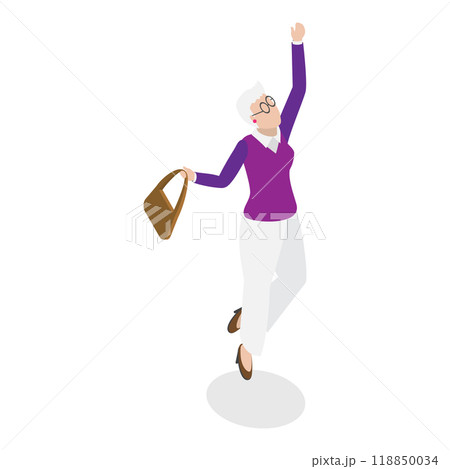 3D Isometric Flat  Illustration of Happy Seniors. Item 1 118850034