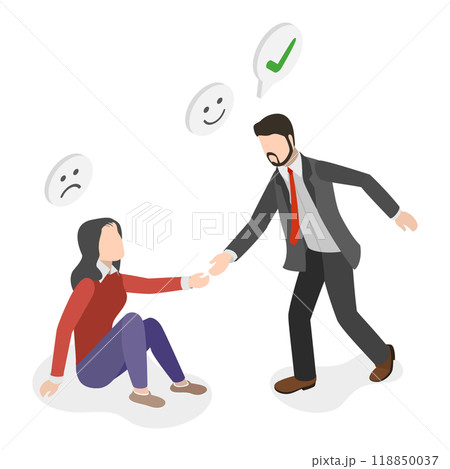 3D Isometric Flat  Illustration of Empathy, Sympathy And Compassion. Item 3 118850037
