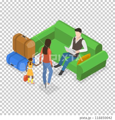 3D Isometric Flat Illustration of Hotel Customer Service. Item 2 3D Isometric Flat Illustration of Hotel Customer Service. Item 2 118850042