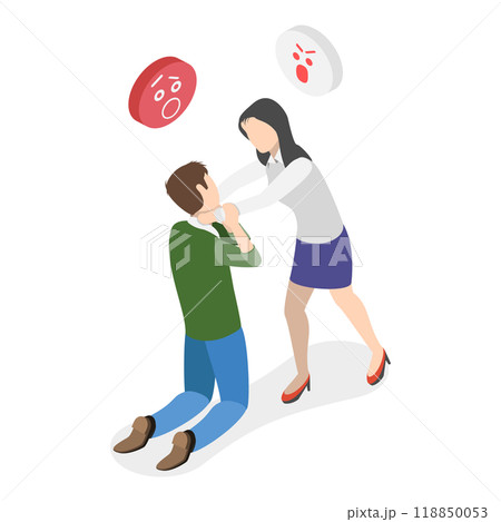 3D Isometric Flat  Illustration of Domestic Violence. Item 4 118850053