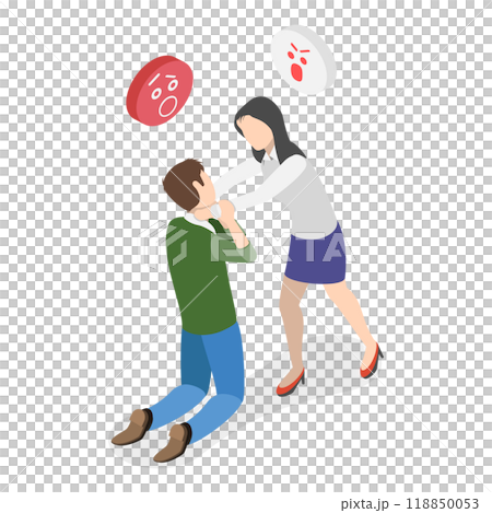 3D Isometric Flat  Illustration of Domestic Violence. Item 4 3D Isometric Flat  Illustration of Domestic Violence. Item 4 118850053
