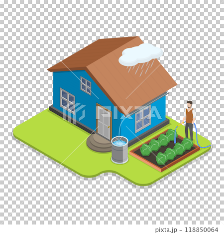 3D Isometric Flat  Illustration of Rooftop Garden. Item 2 118850064