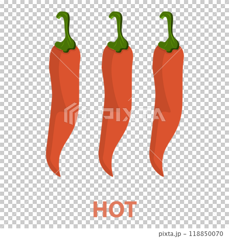 3D Isometric Flat  Set of Hot Chili Peppers. Item 2 118850070