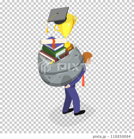 3D Isometric Flat  Set of Tired People. Item 1 118850084