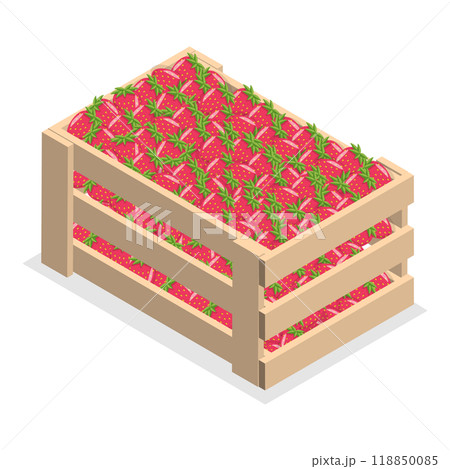 3D Isometric Flat  Illustration of Wood Organic Market Pack. Item 4 118850085