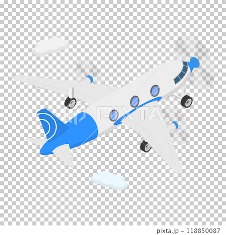 3D Isometric Flat  Illustration of Flying Vintage Airplanes. Item 2 118850087