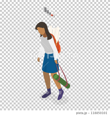 3D Isometric Flat  Illustration of Tired Student. Item 2 118850101