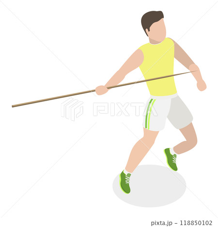 3D Isometric Flat  Set of a Character Javeling Throwing. Item 2 118850102