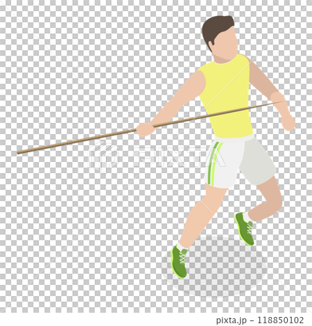 3D Isometric Flat  Set of a Character Javeling Throwing. Item 2 118850102
