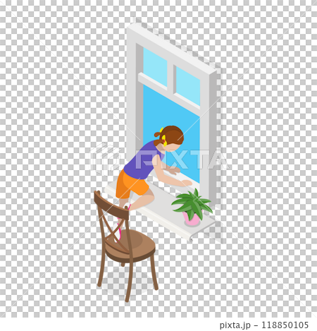 3D Isometric Flat Set of Kids In Danger Situations. Item 7 3D Isometric Flat Set of Kids In Danger Situations. Item 7 118850105