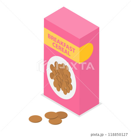 3D Isometric Flat Set of Breakfast Cereals. Item 3 3D Isometric Flat Set of Breakfast Cereals. Item 3 118850127