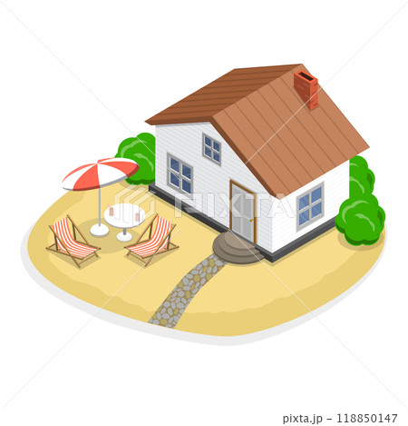 3D Isometric Flat  Set of Bungalows. Item 2 118850147