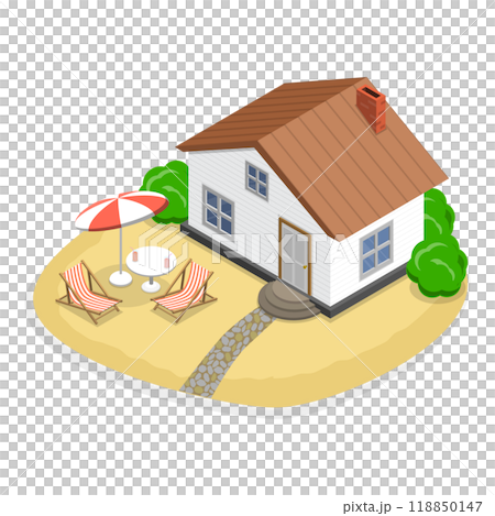 3D Isometric Flat  Set of Bungalows. Item 2 118850147