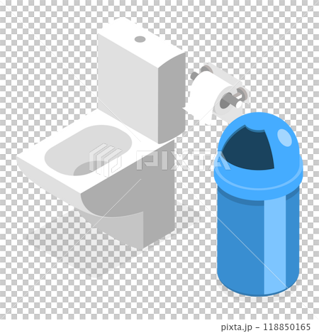 3D Isometric Flat  Set of Bathroom Interior Furniture. Item 4 118850165
