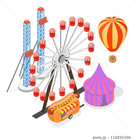 3D Isometric Flat Set of Amusement Parks. Item 2 3D Isometric Flat Set of Amusement Parks. Item 2 118850166