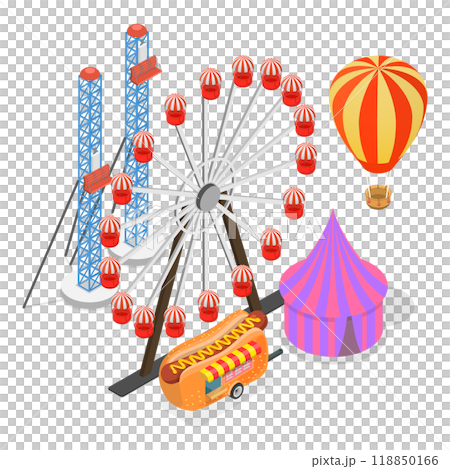 3D Isometric Flat  Set of Amusement Parks. Item 2 118850166