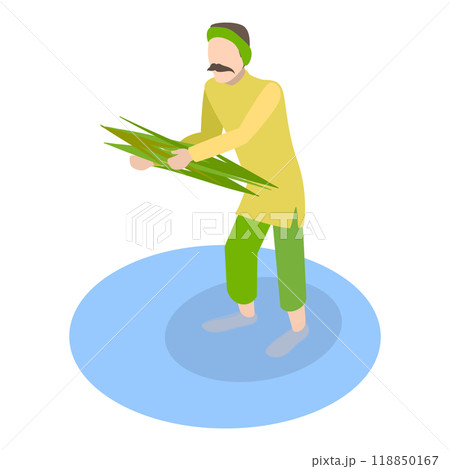 3D Isometric Flat  Set of Indian Farmer Scenes. Item 2 118850167