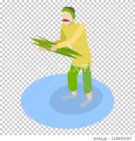 3D Isometric Flat  Set of Indian Farmer Scenes. Item 2 118850167
