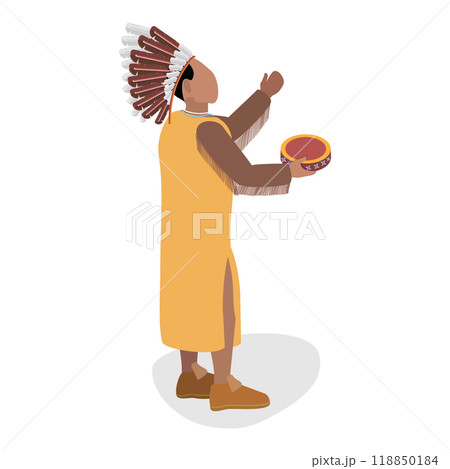 3D Isometric Flat  Set of Indigenous People. Item 3 118850184