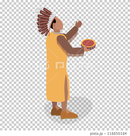 3D Isometric Flat  Set of Indigenous People. Item 3 118850184