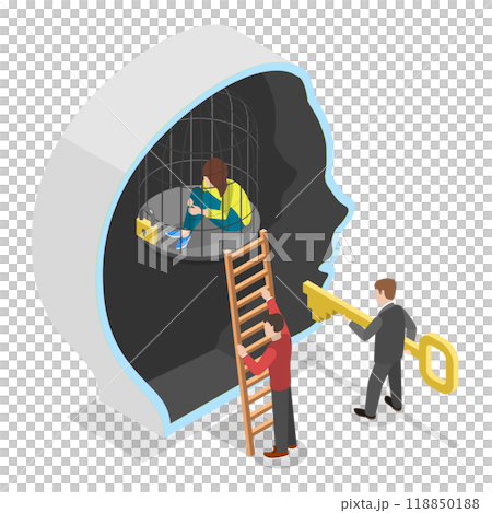 3D Isometric Flat  Illustration of Mind Prison. Item 3 118850188
