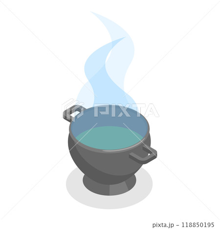 3D Isometric Flat  Set of Boiling Cauldrons. Item 4 118850195