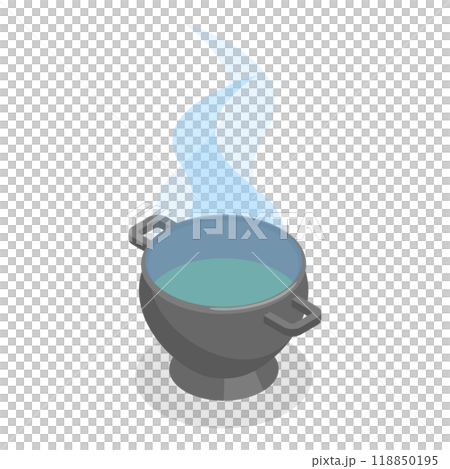3D Isometric Flat  Set of Boiling Cauldrons. Item 4 118850195