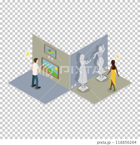 3D Isometric Flat  Illustration of Arts And Paleontology Museum. Item 4 118850204