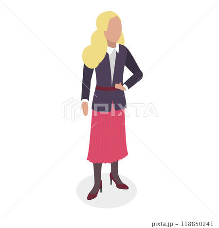 3D Isometric Flat Set of People with 90s Outfit. Item 7 3D Isometric Flat Set of People with 90s Outfit. Item 7 118850241