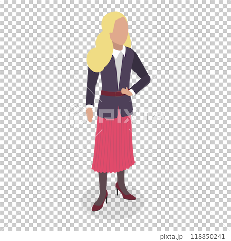 3D Isometric Flat  Set of People with 90s Outfit. Item 7 118850241